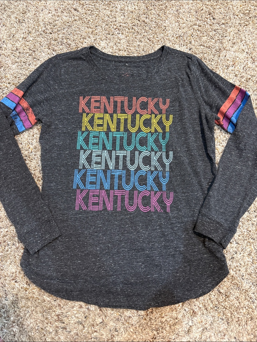 Kentucky Rainbow Graphic Long Sleeve Tee - Black